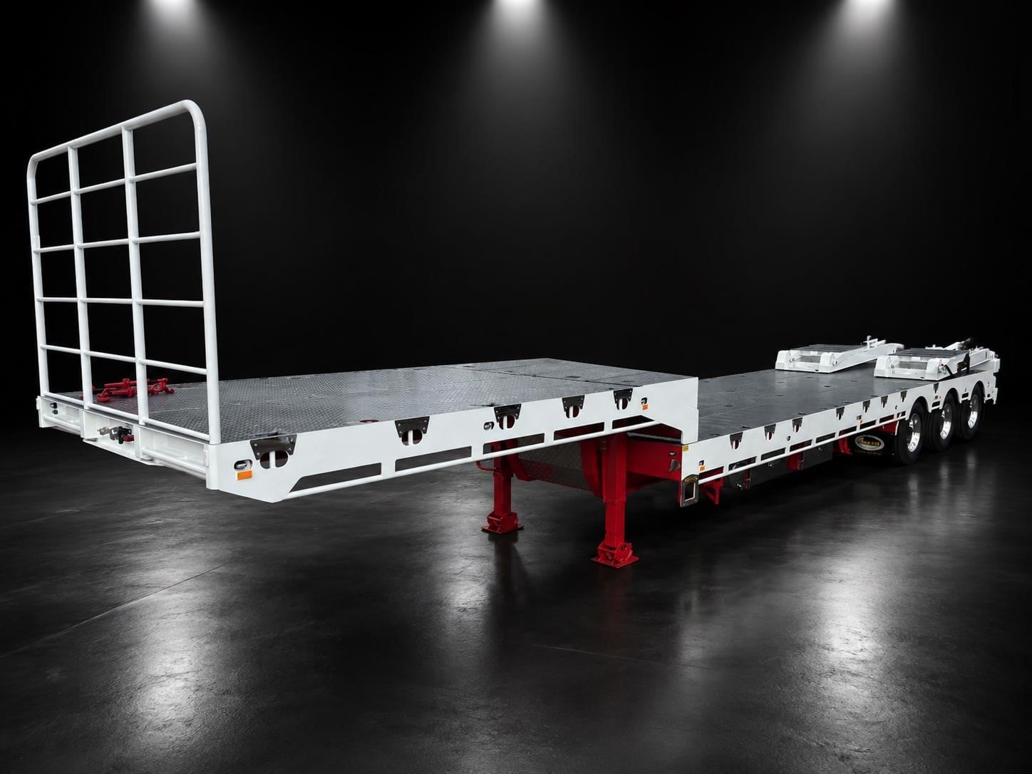 White drop deck trailer